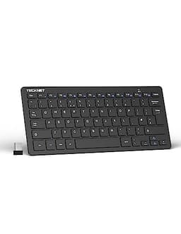 TECKNET 2.4G Wireless Keyboard For Windows/Chrome OS, UK Layout Compact Mini Keyboard, Small Silent Whisper-Quiet Keyboard with 12 months Battery Life (Black)