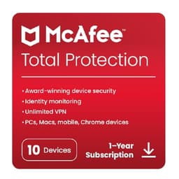 McAfee Total Protection 2024 | 10 Devices | Antivirus Internet Security Software | Unlimited VPN | 1 Year Subscription | Activation Code by email